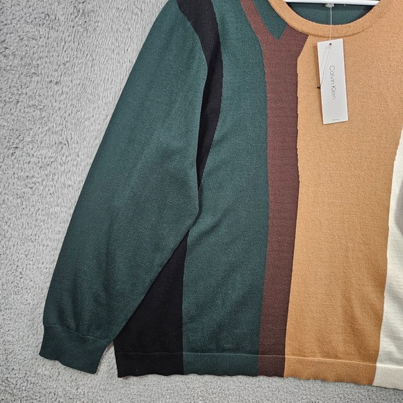 $89 NEW‎ Calvin Klein Sweater Women 2X Knit Pullover Multicolor Striped - Picture 2 of 10